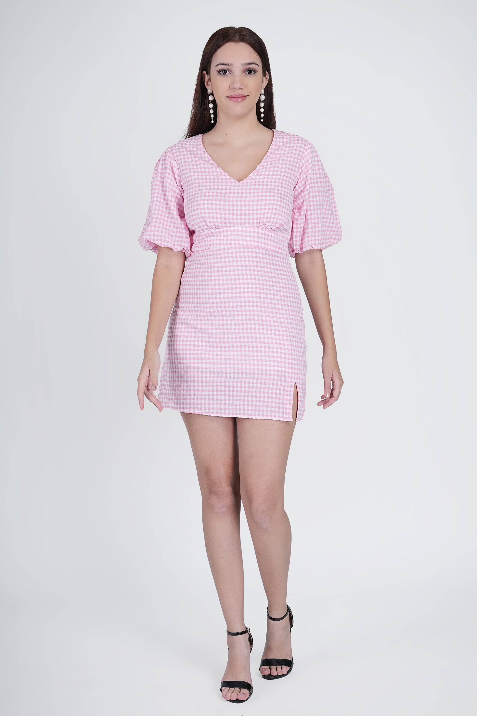 A-Line Pink Dress - Cotton Voil, Casual & Party Wear Being Flawless