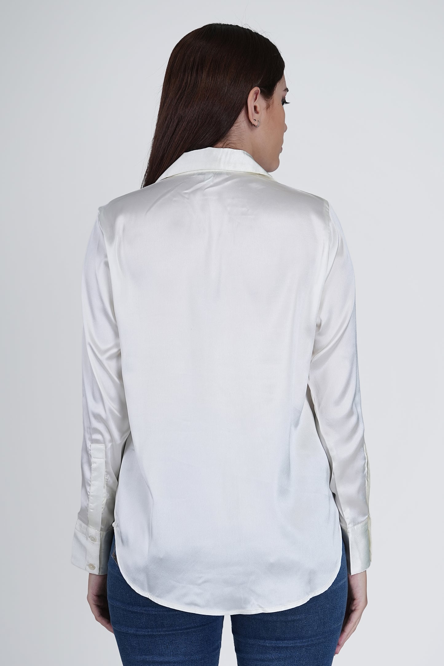 Off-White Satin Shirt for Women Being Flawless