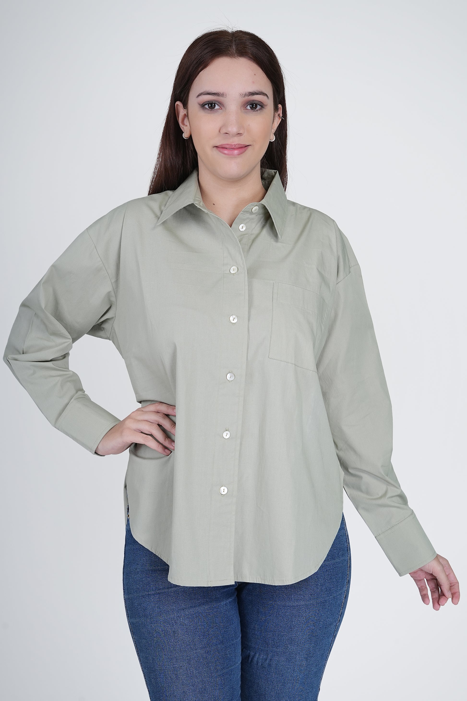 Oversized Cotton Rage Green Shirt for Women Being Flawless