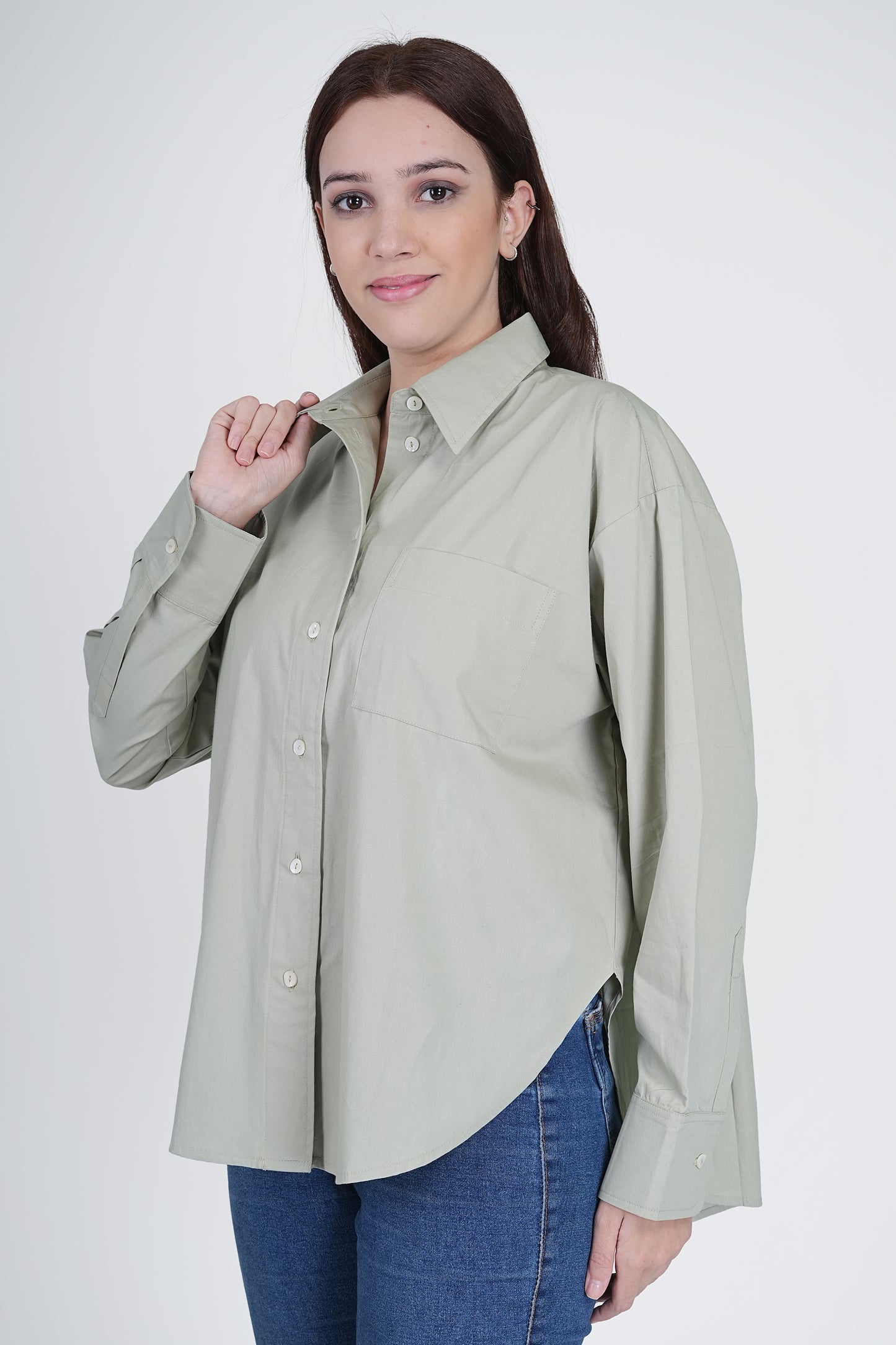 Oversized Cotton Rage Green Shirt for Women Being Flawless