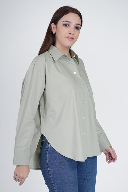 Oversized Cotton Rage Green Shirt for Women Being Flawless