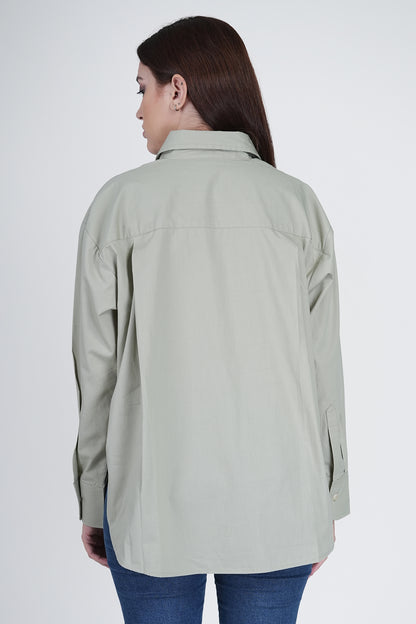 Oversized Cotton Rage Green Shirt for Women Being Flawless