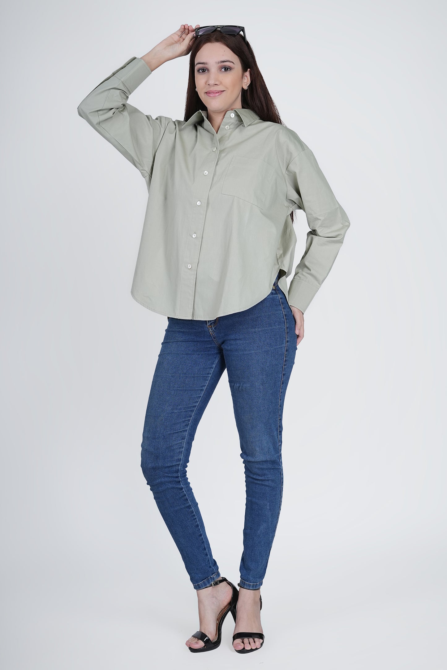 Oversized Cotton Rage Green Shirt for Women Being Flawless