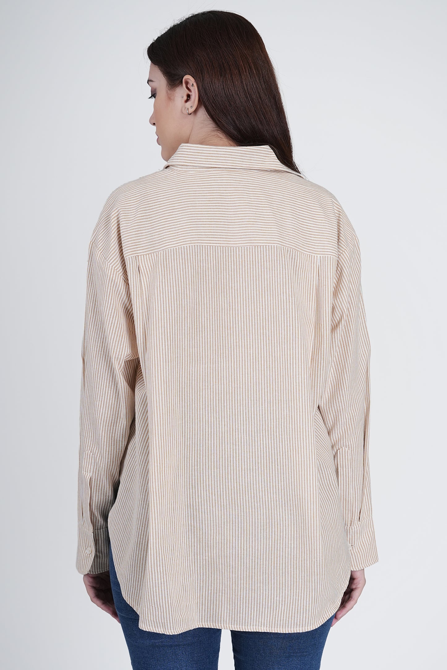 Oversized Cotton Shirt - Light Brown Being Flawless