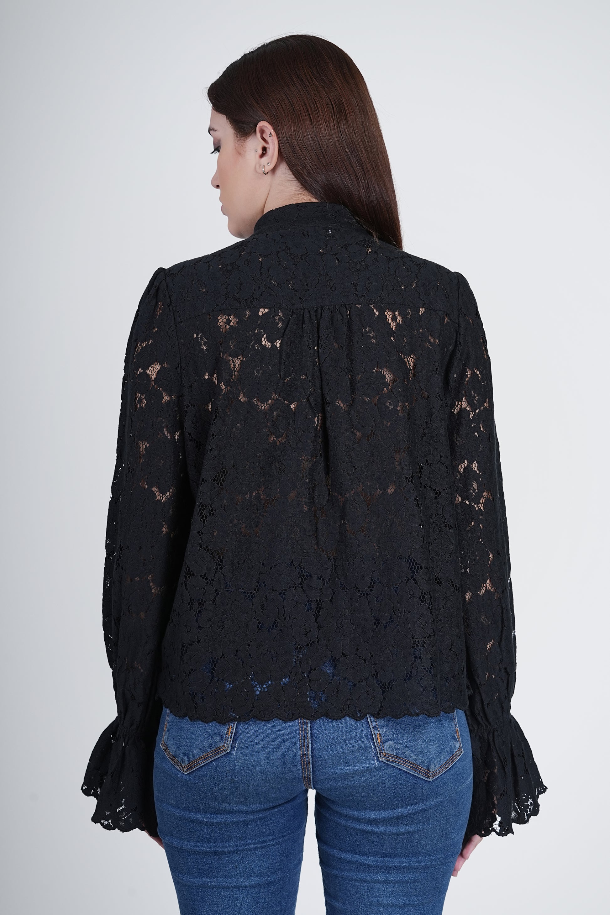 Black Floral Lace Shirt | Casual, Party, & Office Wear Being Flawless