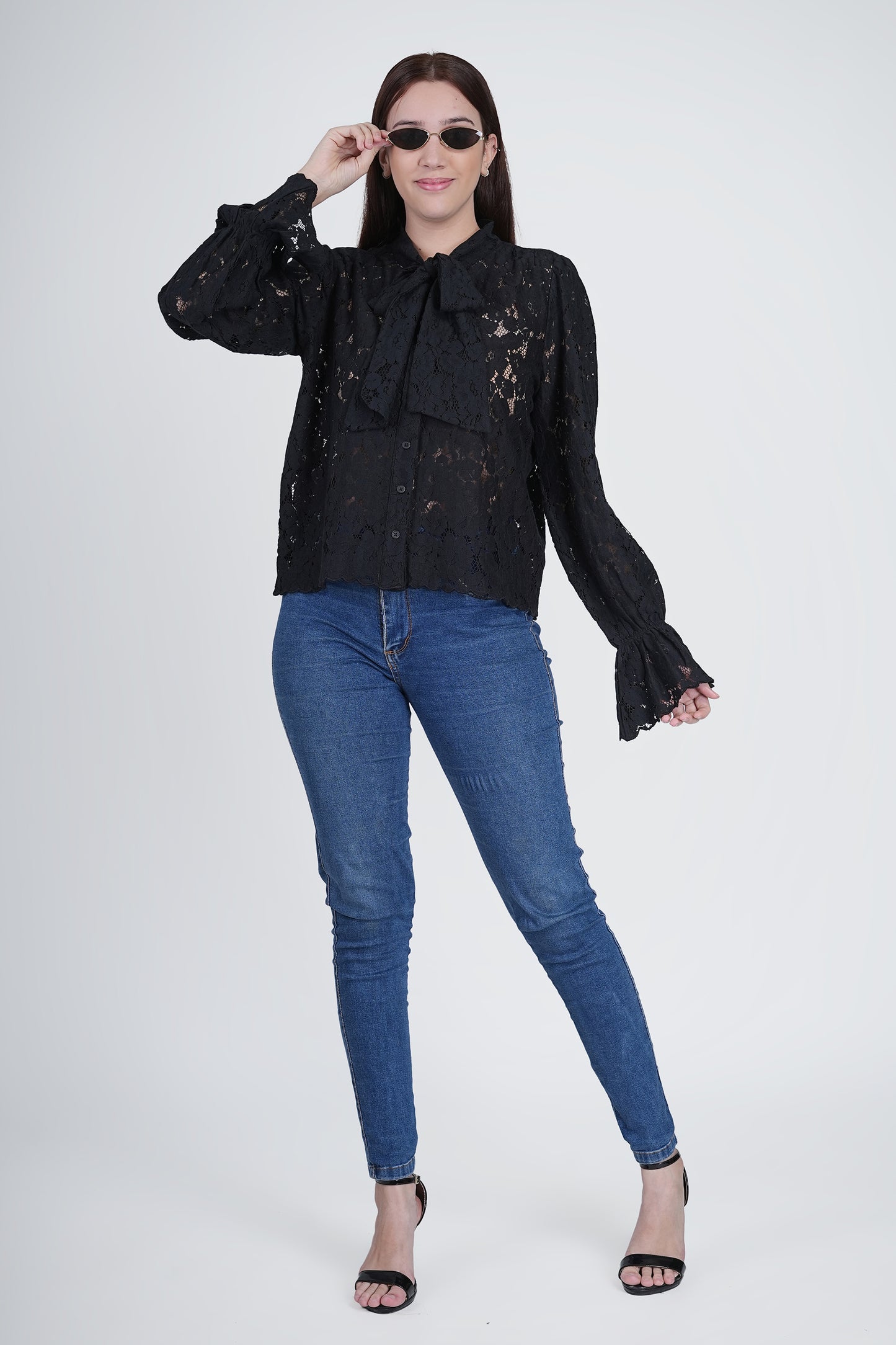 Black Floral Lace Shirt | Casual, Party, & Office Wear Being Flawless