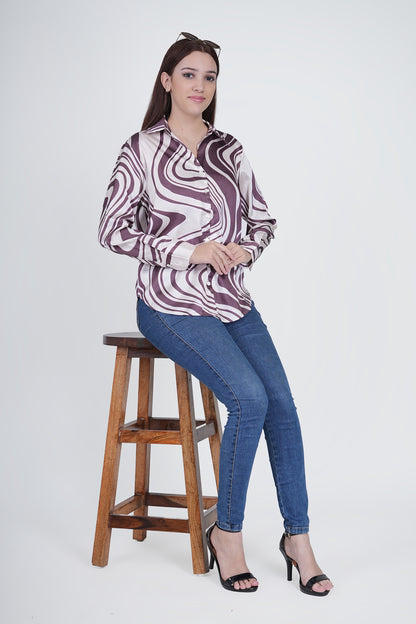 Flawless Women Printed Satin Shirt - Casual, Party, Office Wear Being Flawless