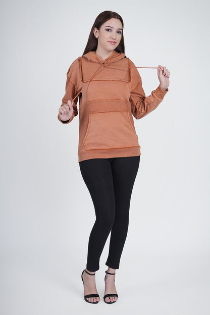 Brown Solid Sweatshirt for Women Being Flawless