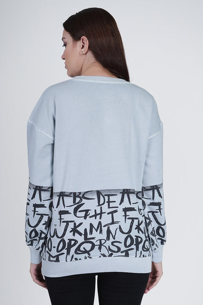 Sky Blue Printed Sweatshirt for Women Being Flawless