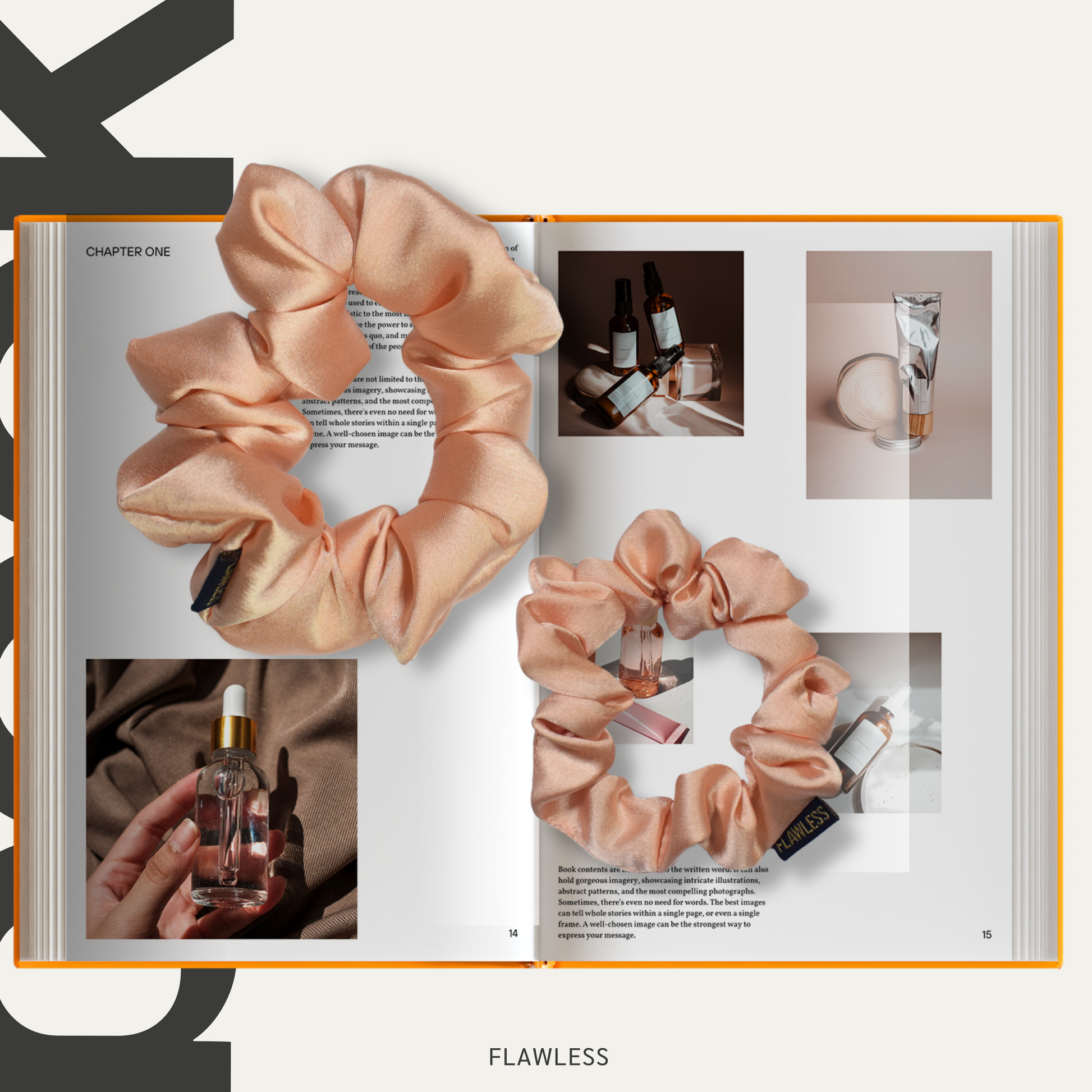 Flawless Luxury Peach Satin Scrunchies For Women and Girls Being Flawless