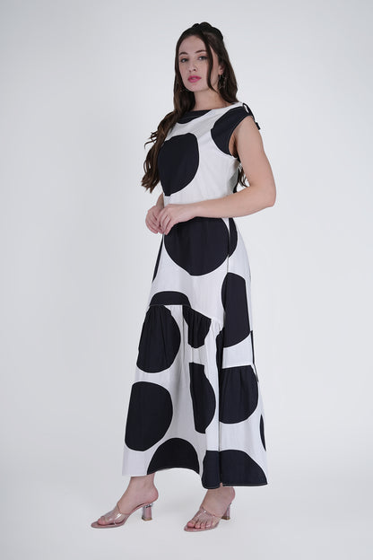 Black and White Polka-Dot Maxi Dress Being Flawless