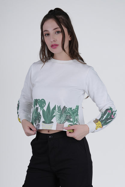 Flawless Women White Printed Sweatshirt | PLANTMANIA Being Flawless