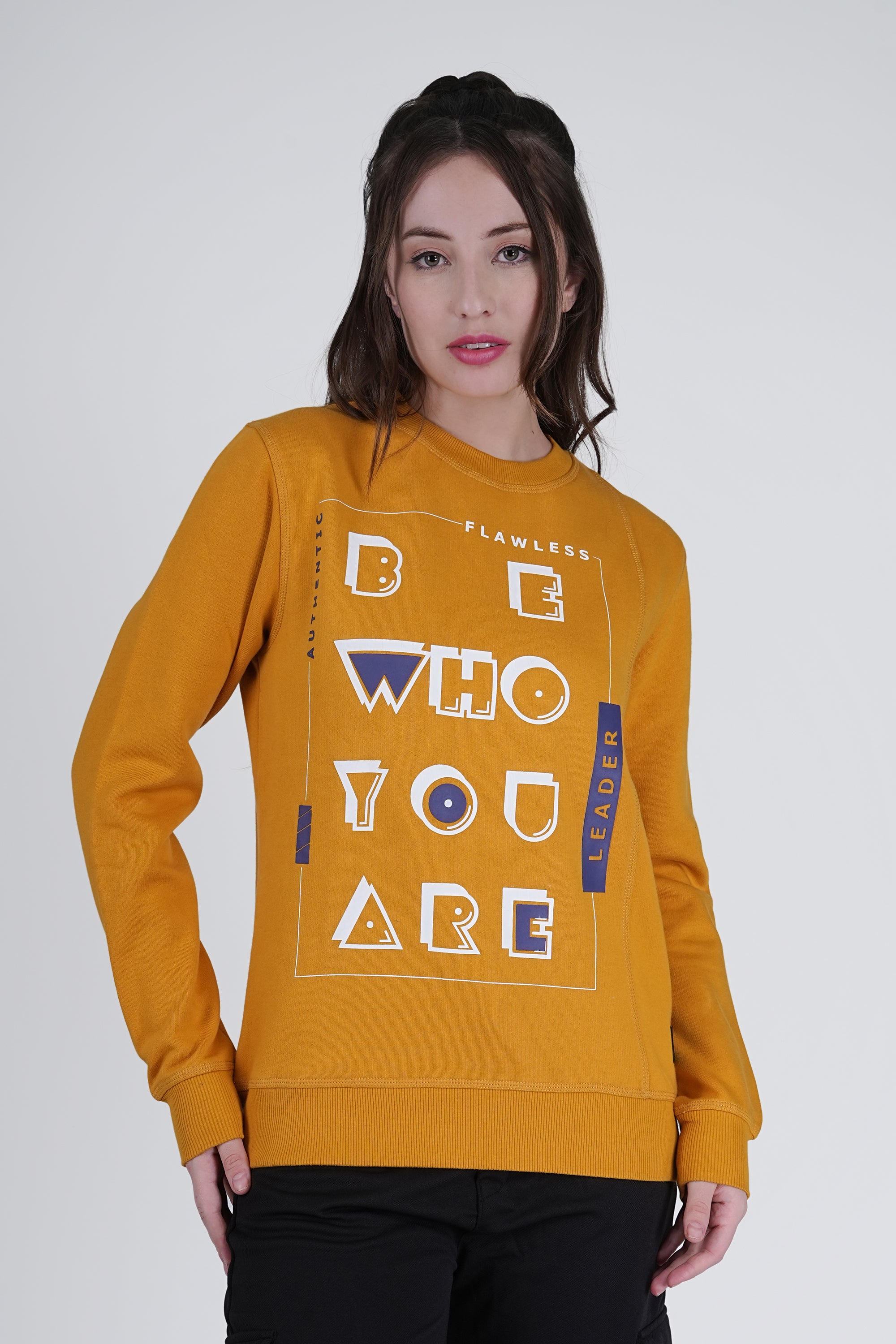 Flawless Trendy Women Mustard Sweatshirt Being Flawless