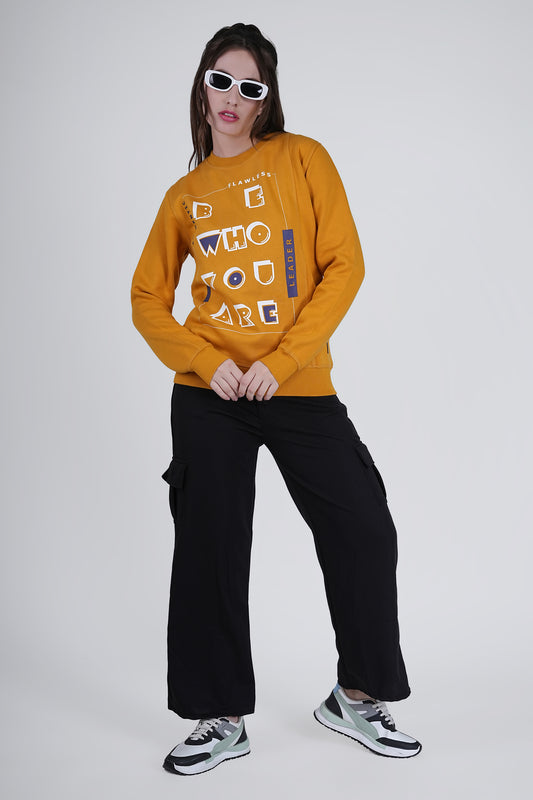 Flawless Trendy Women Mustard Sweatshirt Being Flawless