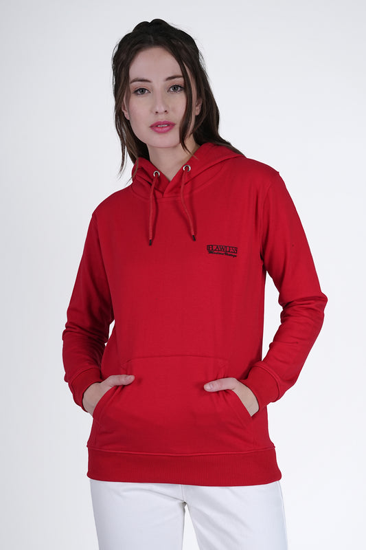 Flawless Women's Red Solid Hoodie Being Flawless