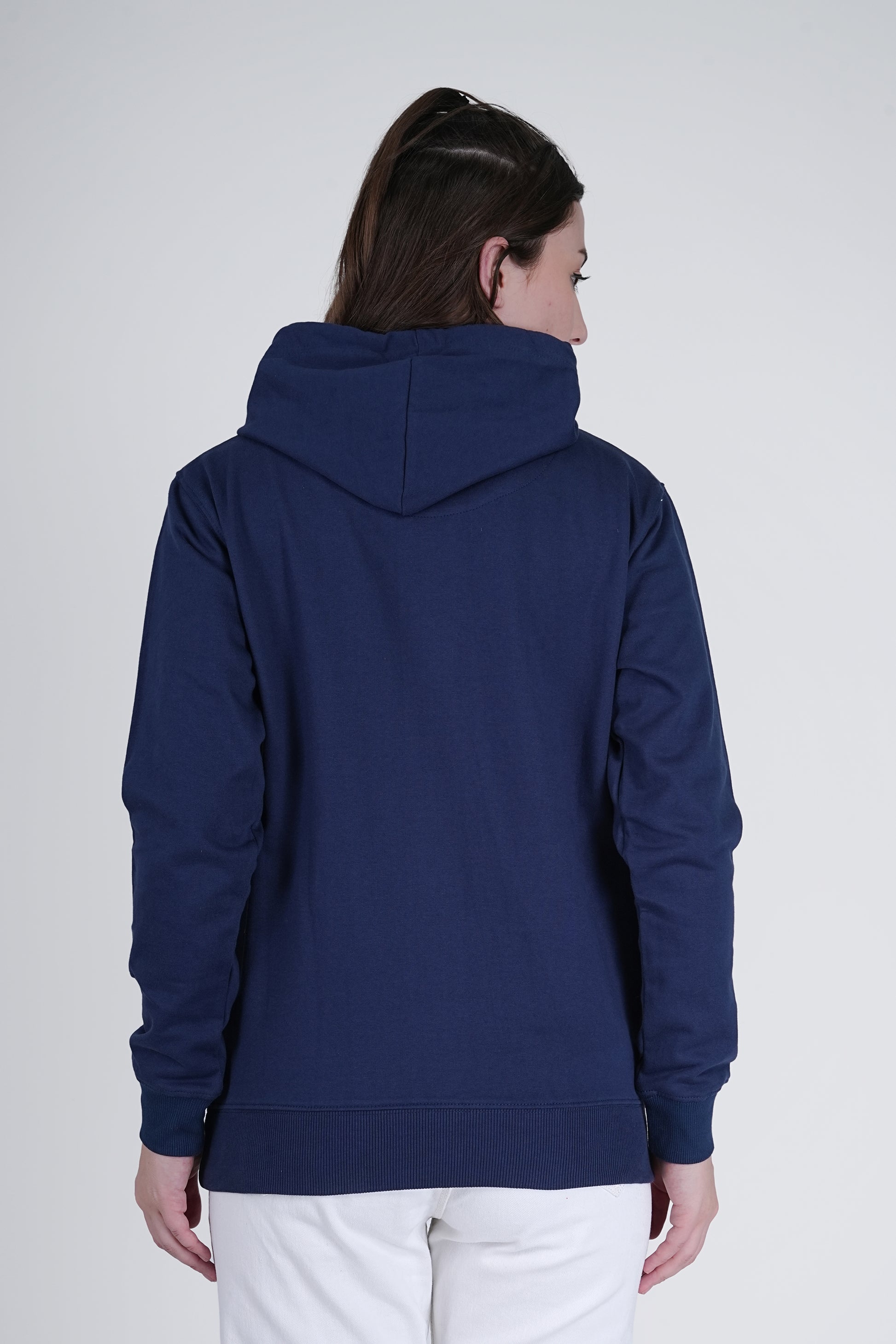 Flawless Blue Solid Hoodie for Women Being Flawless