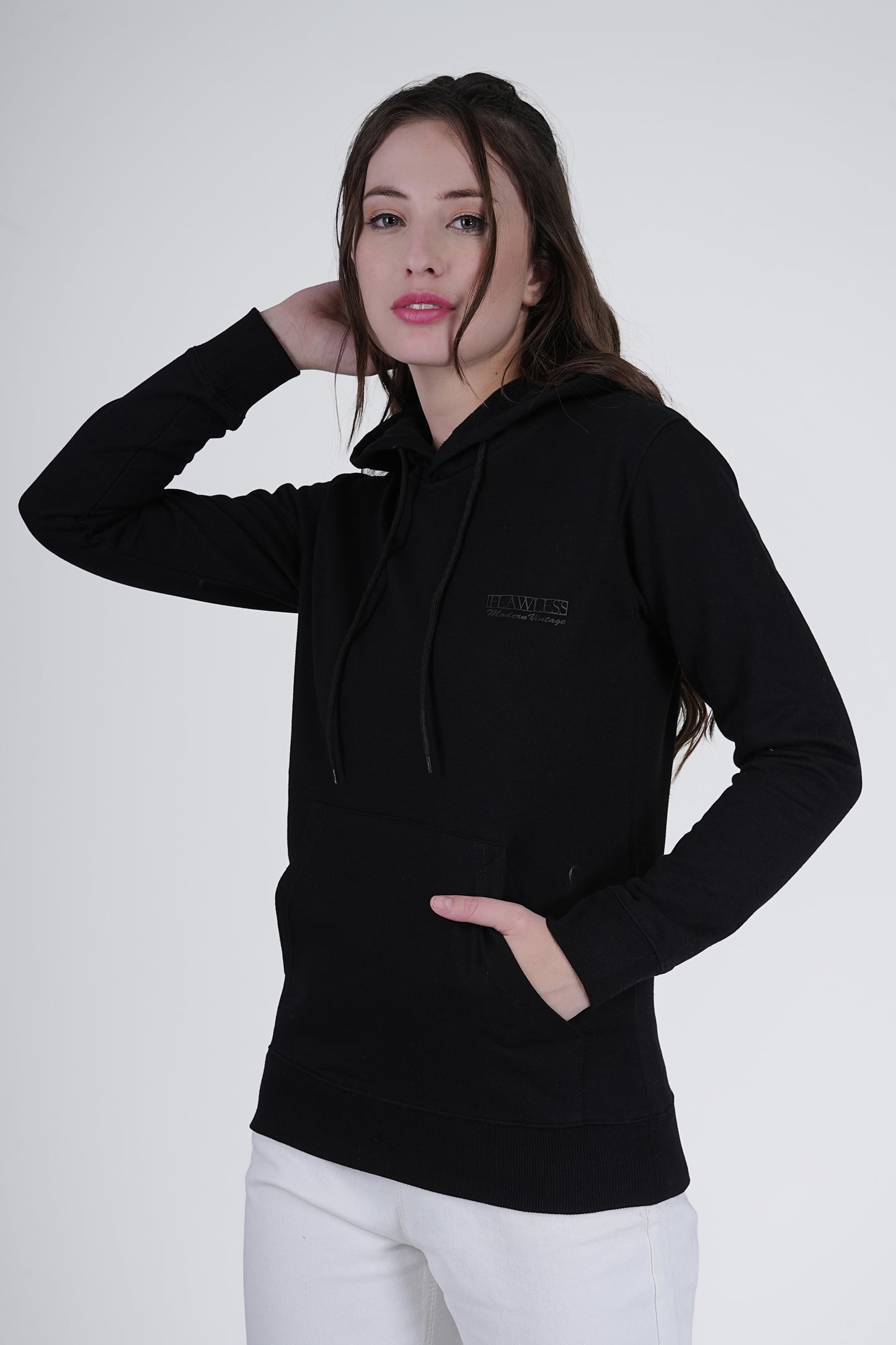 Flawless Women's Black Solid Hoodie Being Flawless