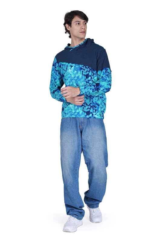 Flawless Men Blue Printed Hoodie | PRINTED-SWEATSHIRT Being Flawless