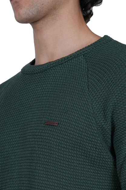 Flawless Men Green Knitted Sweater Being Flawless