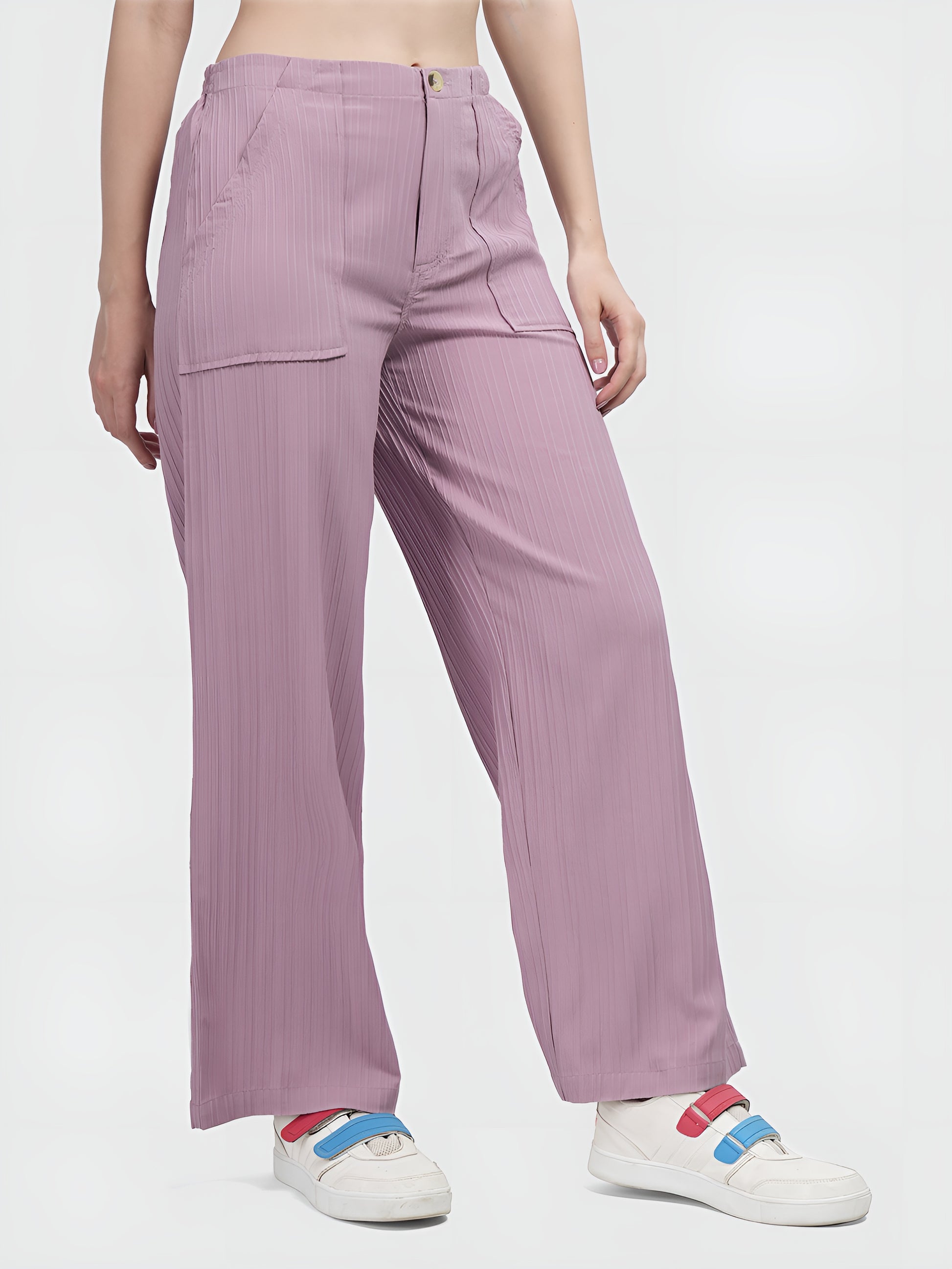 Lilac  Colour | Women Formal Trousers Regular Fit Being Flawless