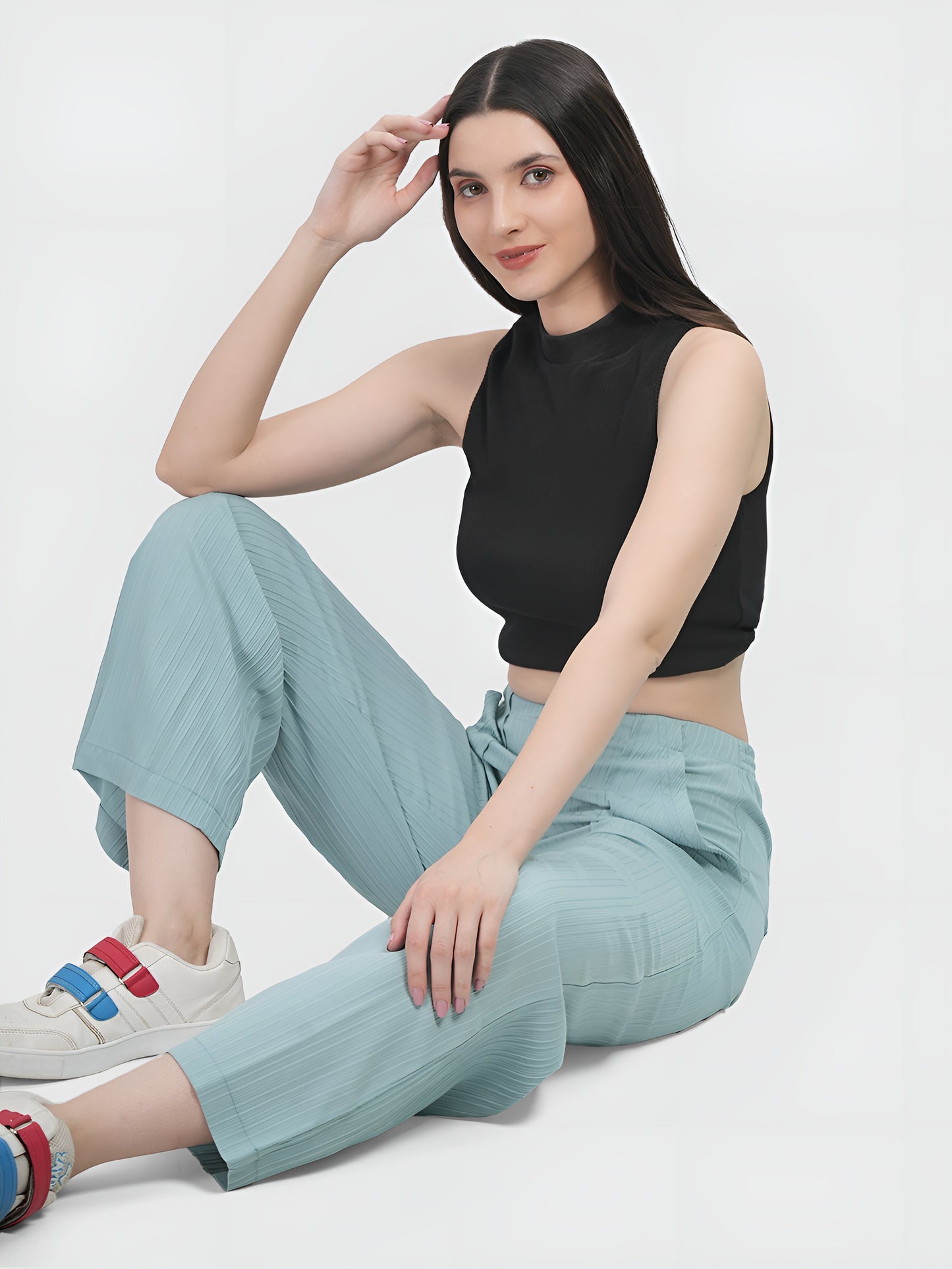 Mint  Colour | Women Formal Trousers Regular Fit Being Flawless