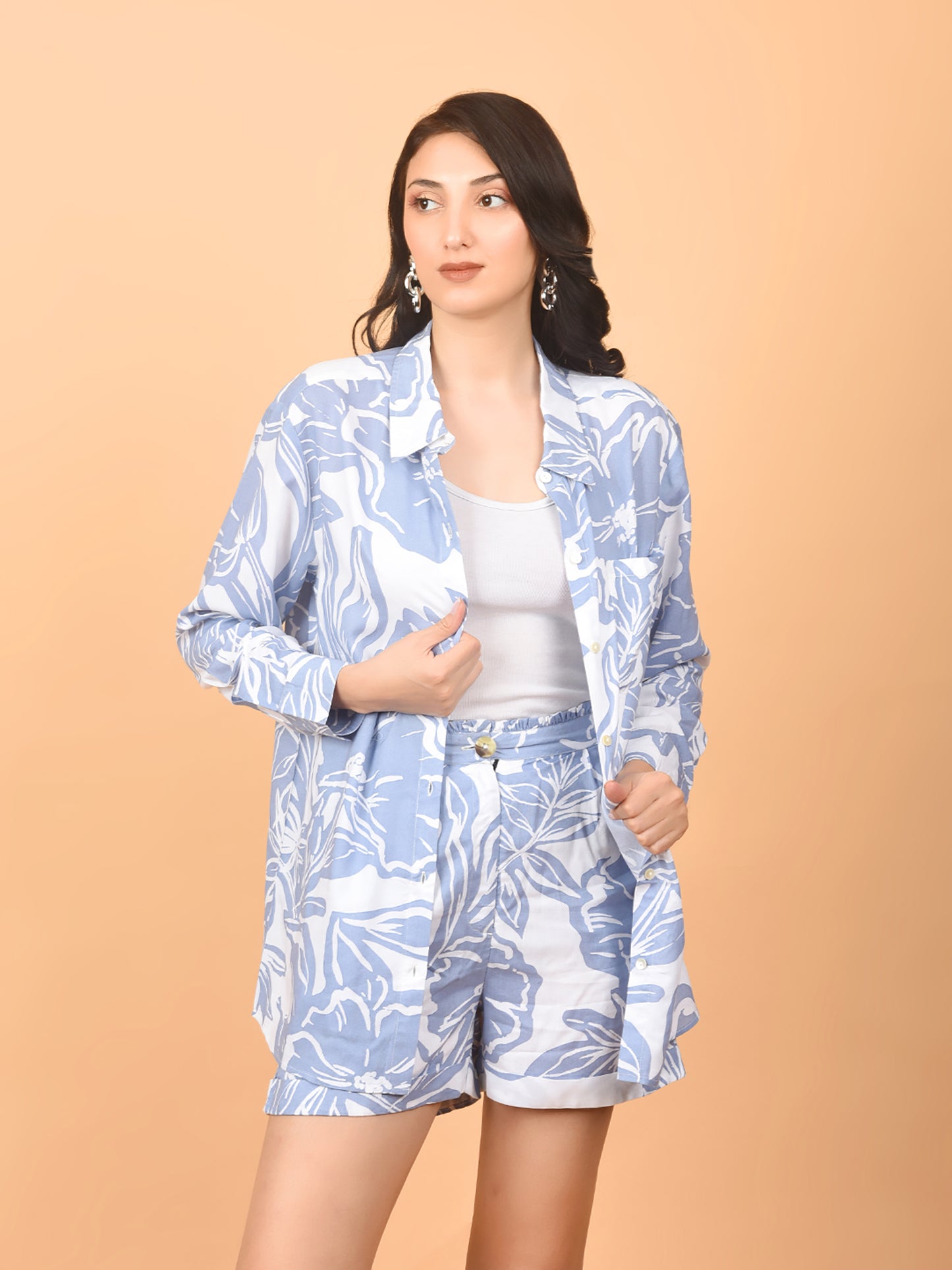 Flawless Women Blue Printed Co-ord Set | ALEX Being Flawless