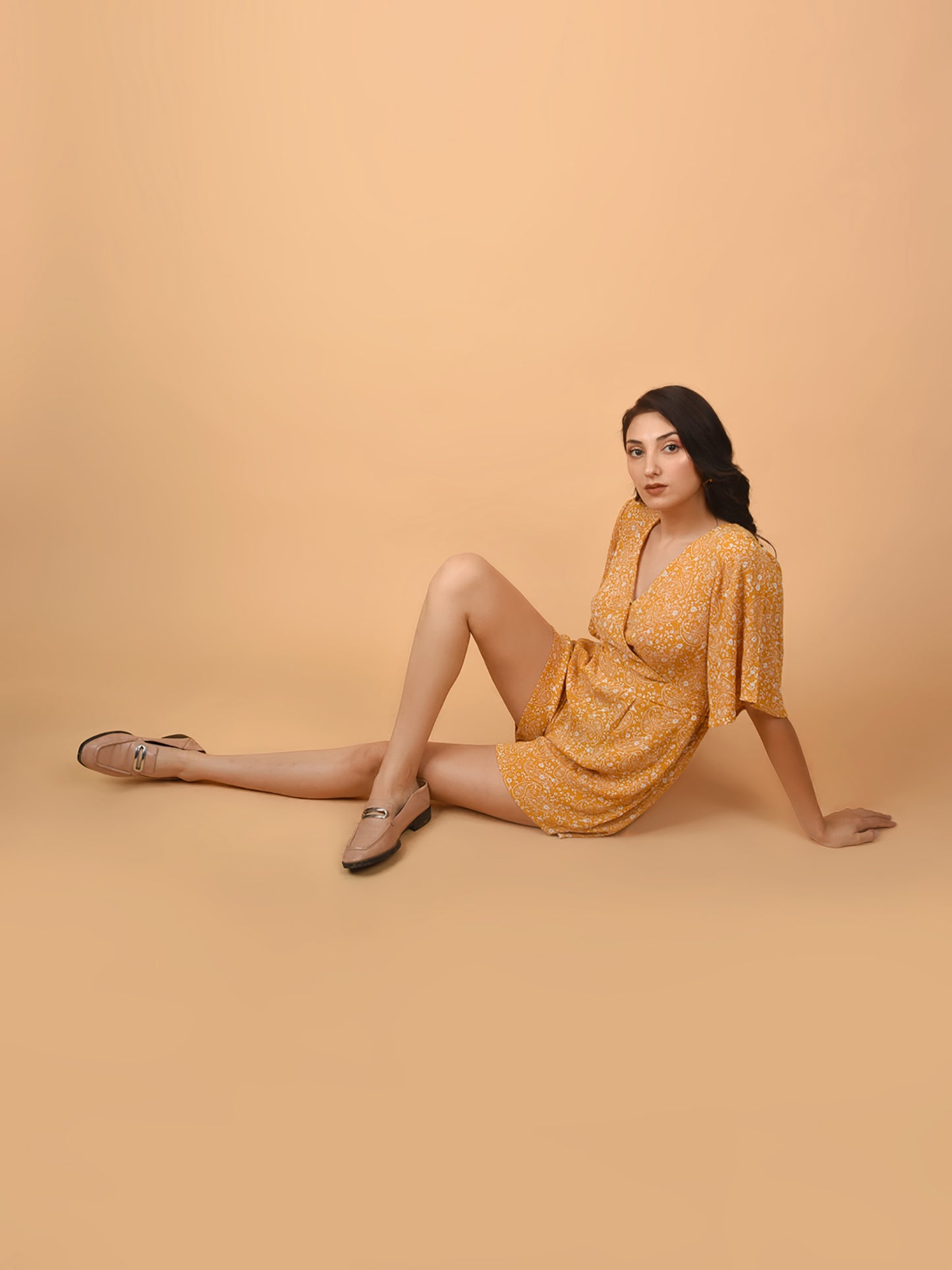Flawless Mustard Yellow Beach Mini Playsuit For Women | MIA Being Flawless