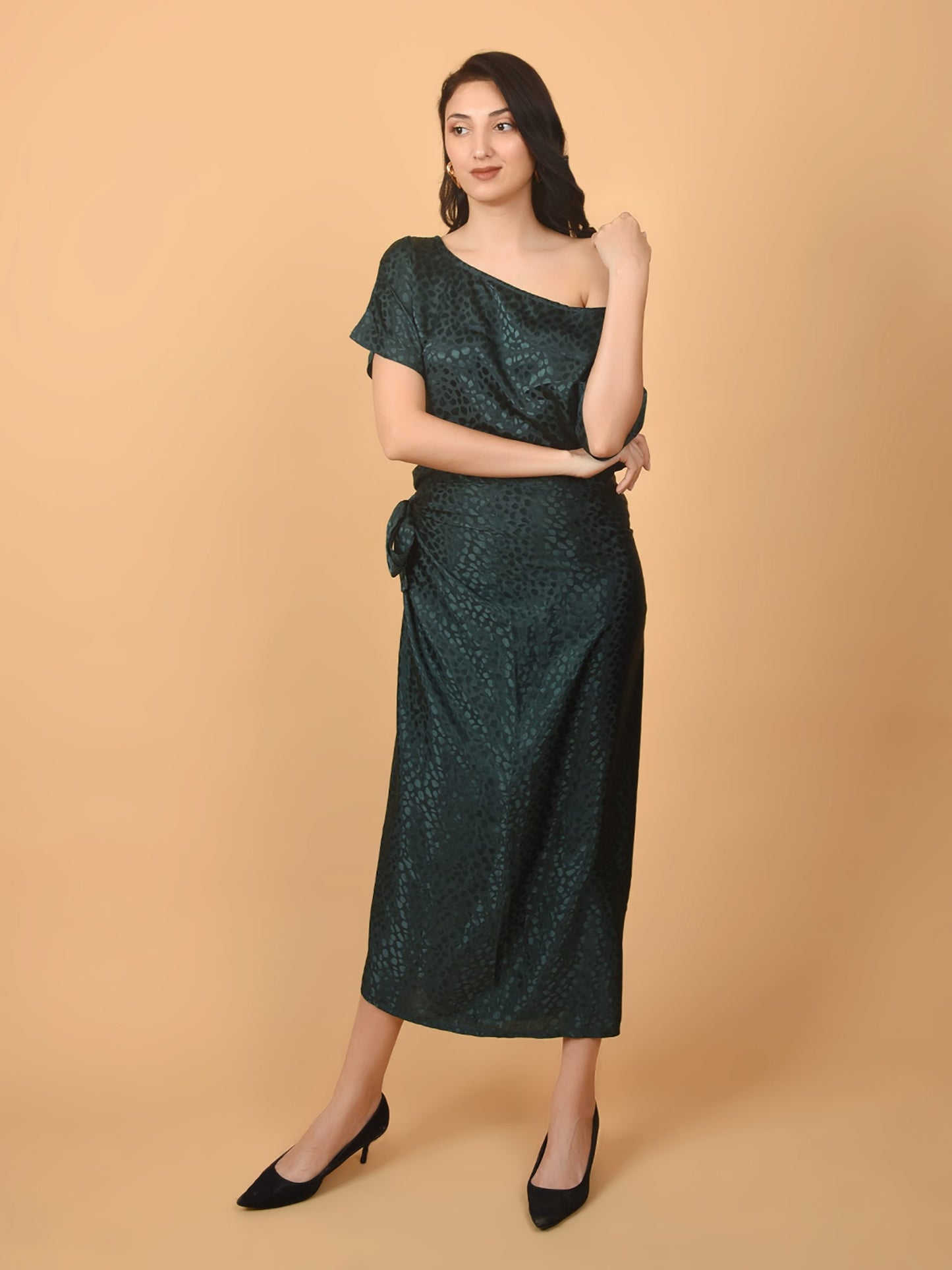 Flawless Women Green Top With Wrap Skirt Co Ord Set | EMILY Being Flawless