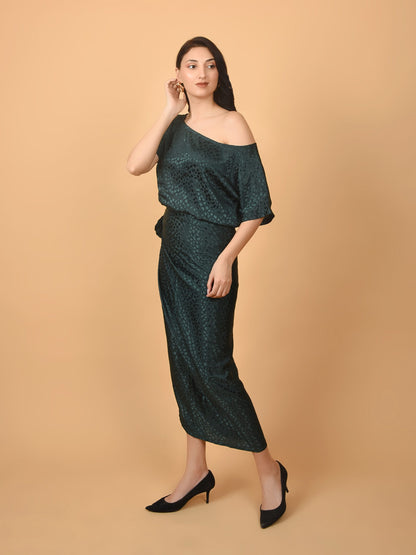 Flawless Women Green Top With Wrap Skirt Co Ord Set | EMILY