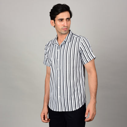 Men's Textured Classic Black & White Shirt Being Flawless