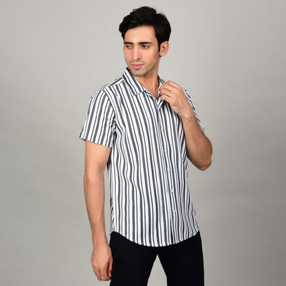 Men's Textured Classic Black & White Shirt Being Flawless