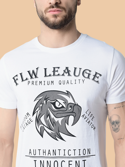 Flawless Men White Print Cotton T-Shirt Being Flawless