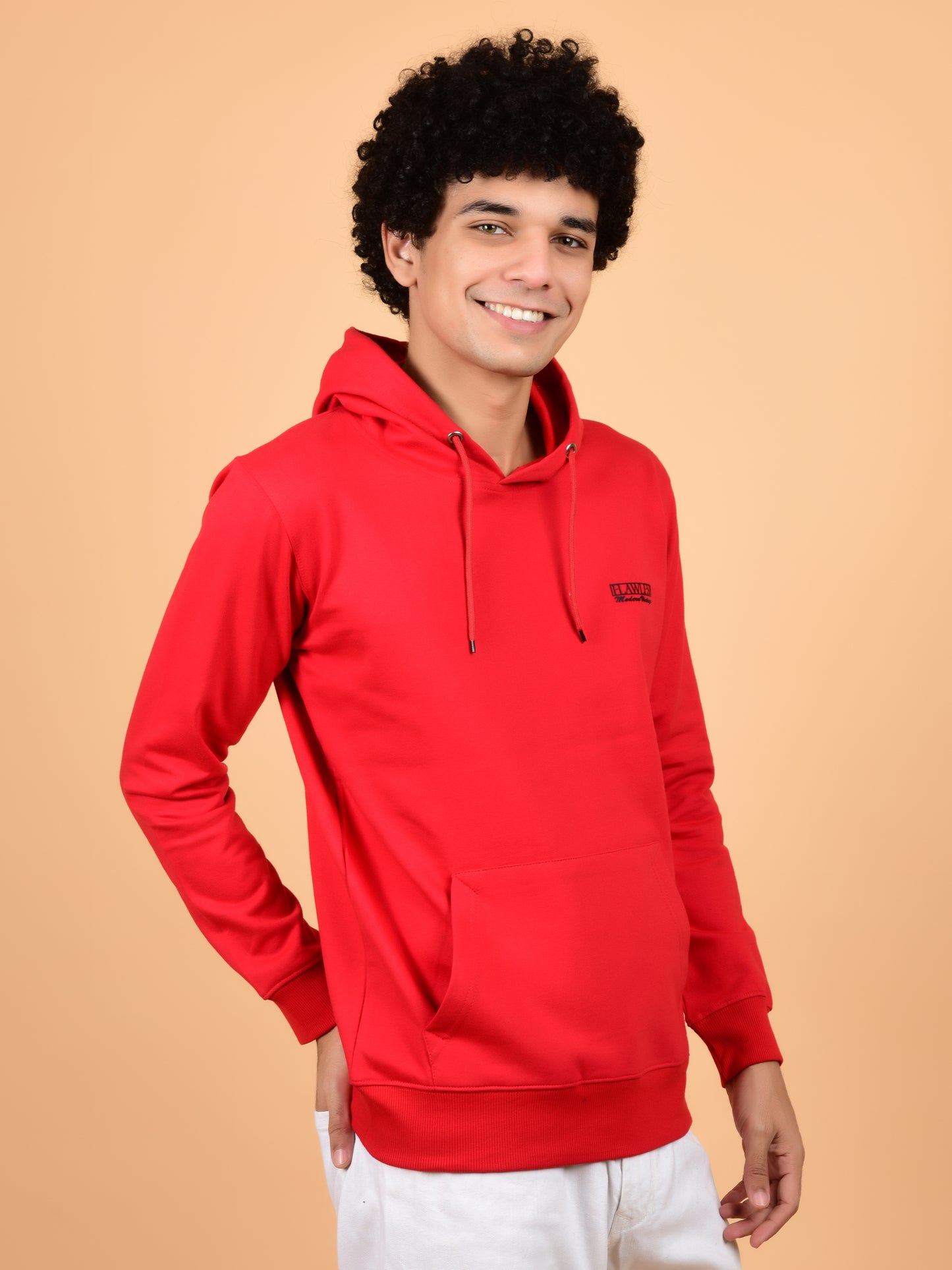 Flawless Red Solid Hoodie for Men Being Flawless