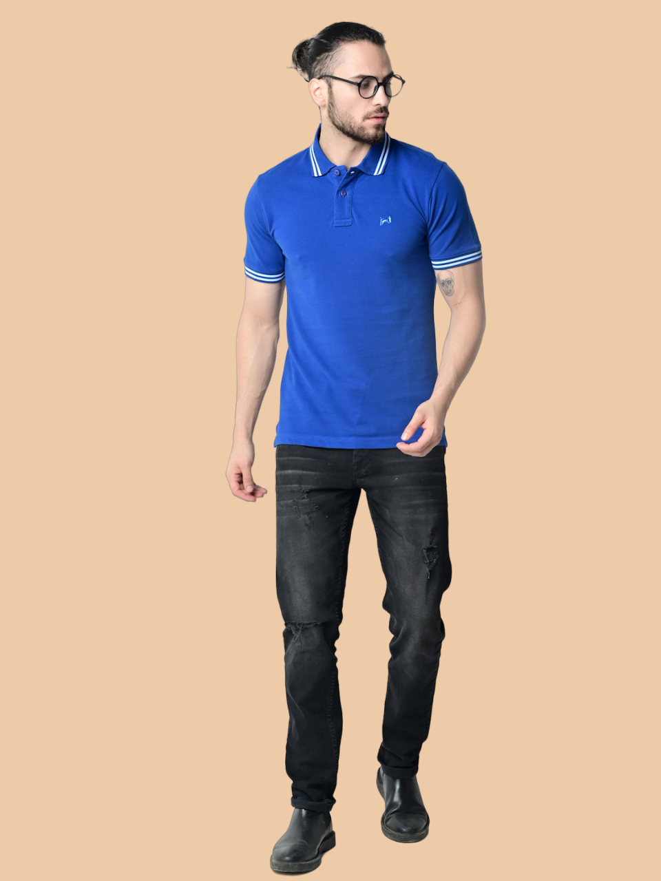 Flawless Men Super Blue Organic Polo T-Shirt Being Flawless