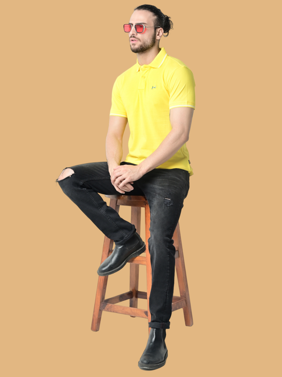 Flawless Bright Side Yellow Organic Polo T-Shirt Being Flawless