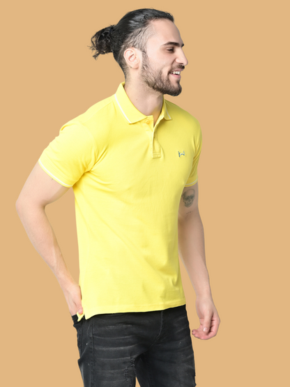 Flawless Bright Side Yellow Organic Polo T-Shirt Being Flawless
