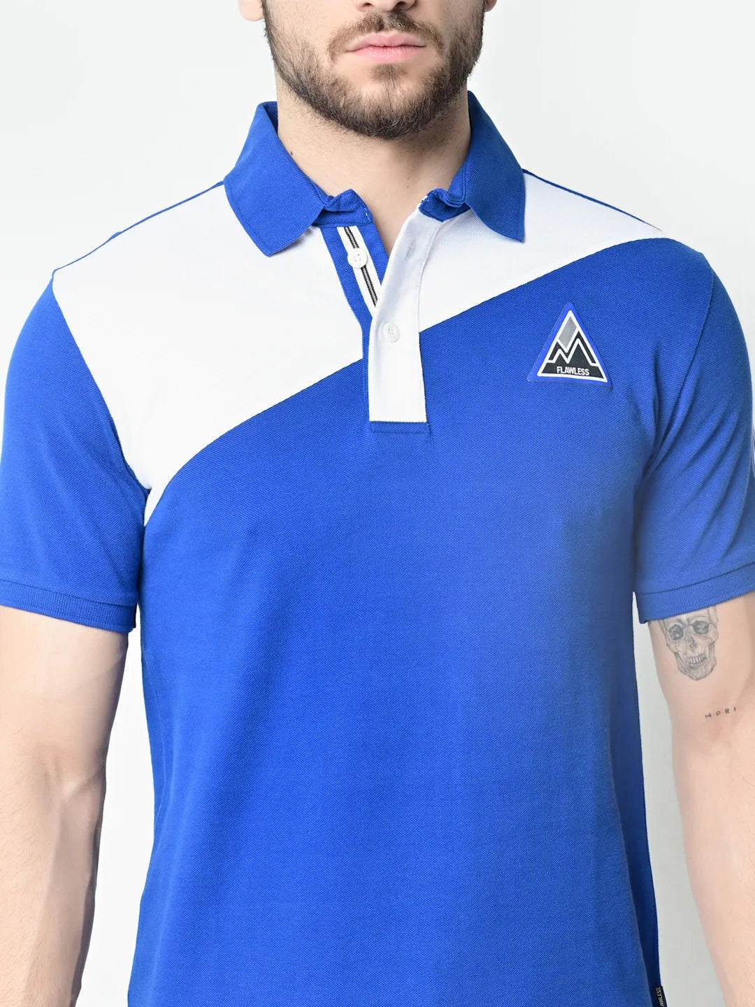Flawless Men Organic Polo Blue T-Shirt Being Flawless