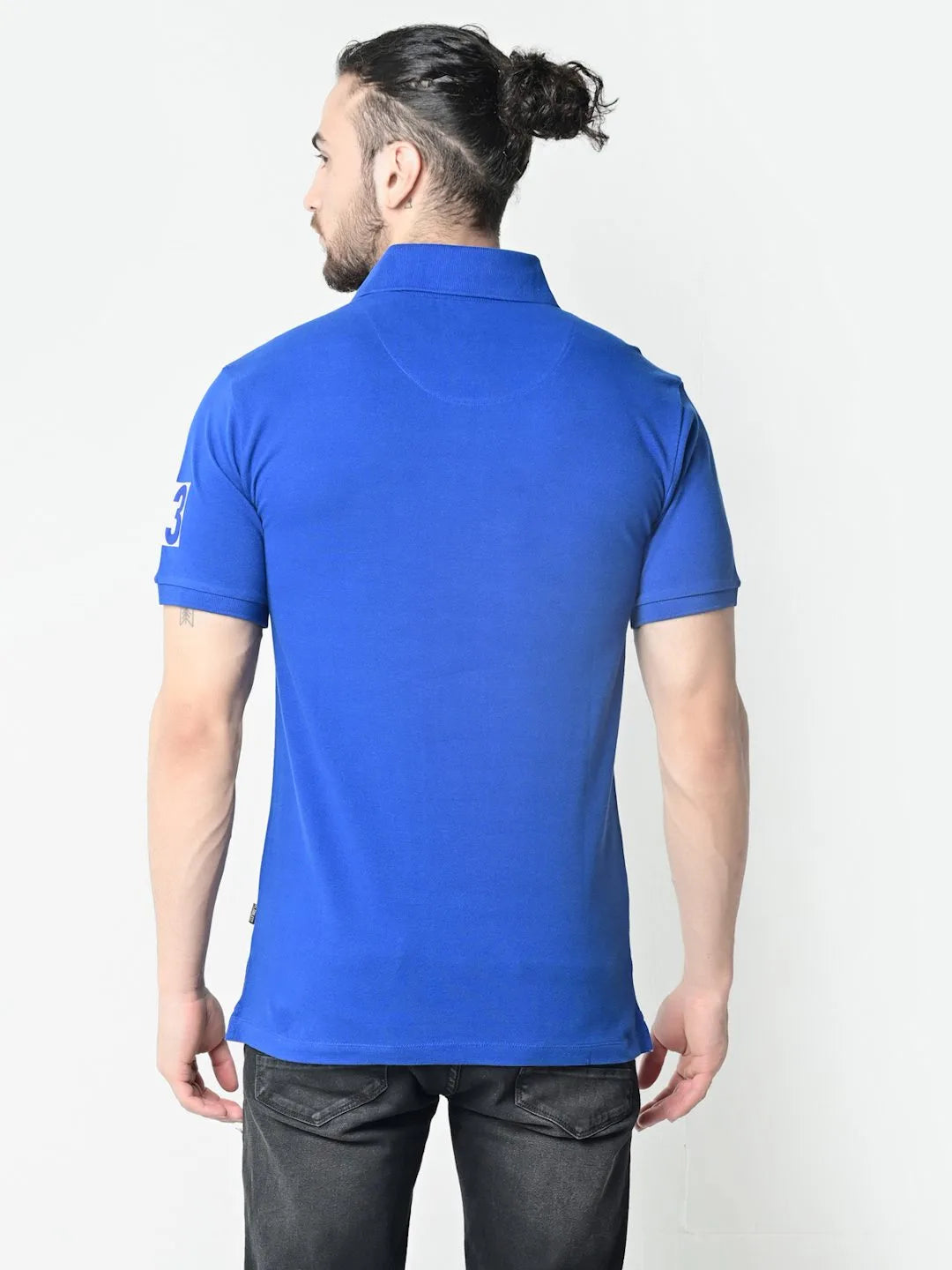 Flawless Men Organic Polo Blue T-Shirt Being Flawless