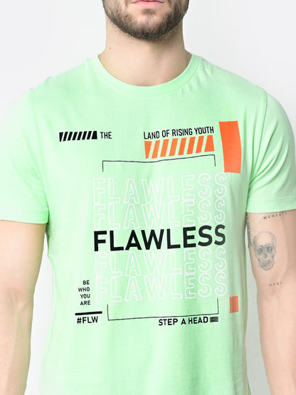 Flawless Men Light Green Printed T-Shirt