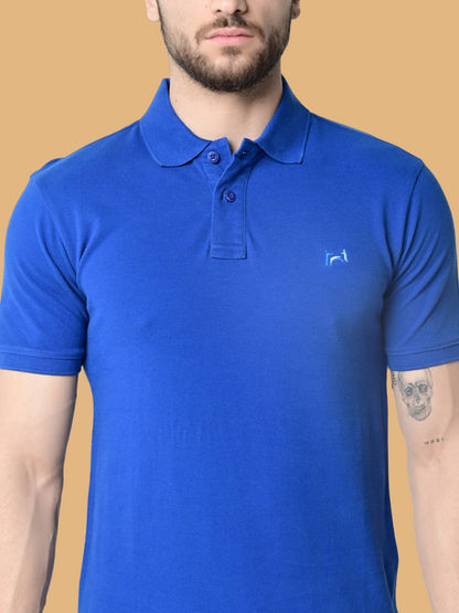 Flawless Men Bug Blue Organic Polo T-Shirt Being Flawless