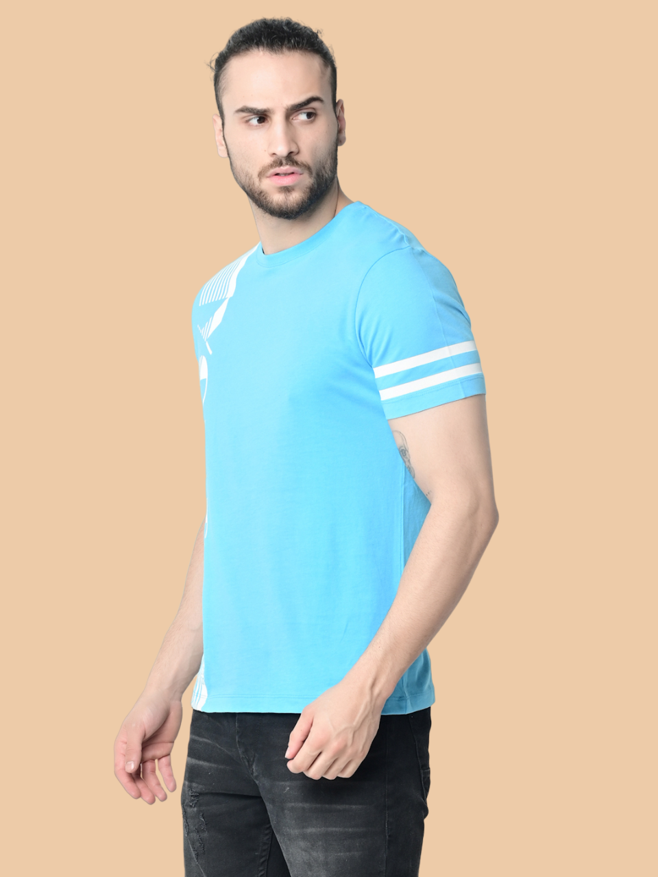 Flawless Men's 100% Cotton Sky-Blue T-Shirt Being Flawless