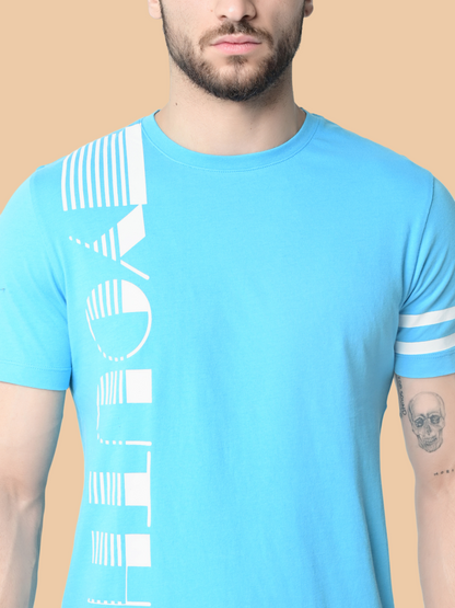 Flawless Men's 100% Cotton Sky-Blue T-Shirt Being Flawless