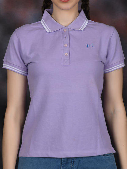 Flawless Women Purple Polo T-Shirt Being Flawless