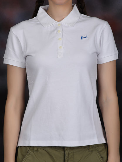 Flawless Women White Organic Polo T-Shirt Being Flawless