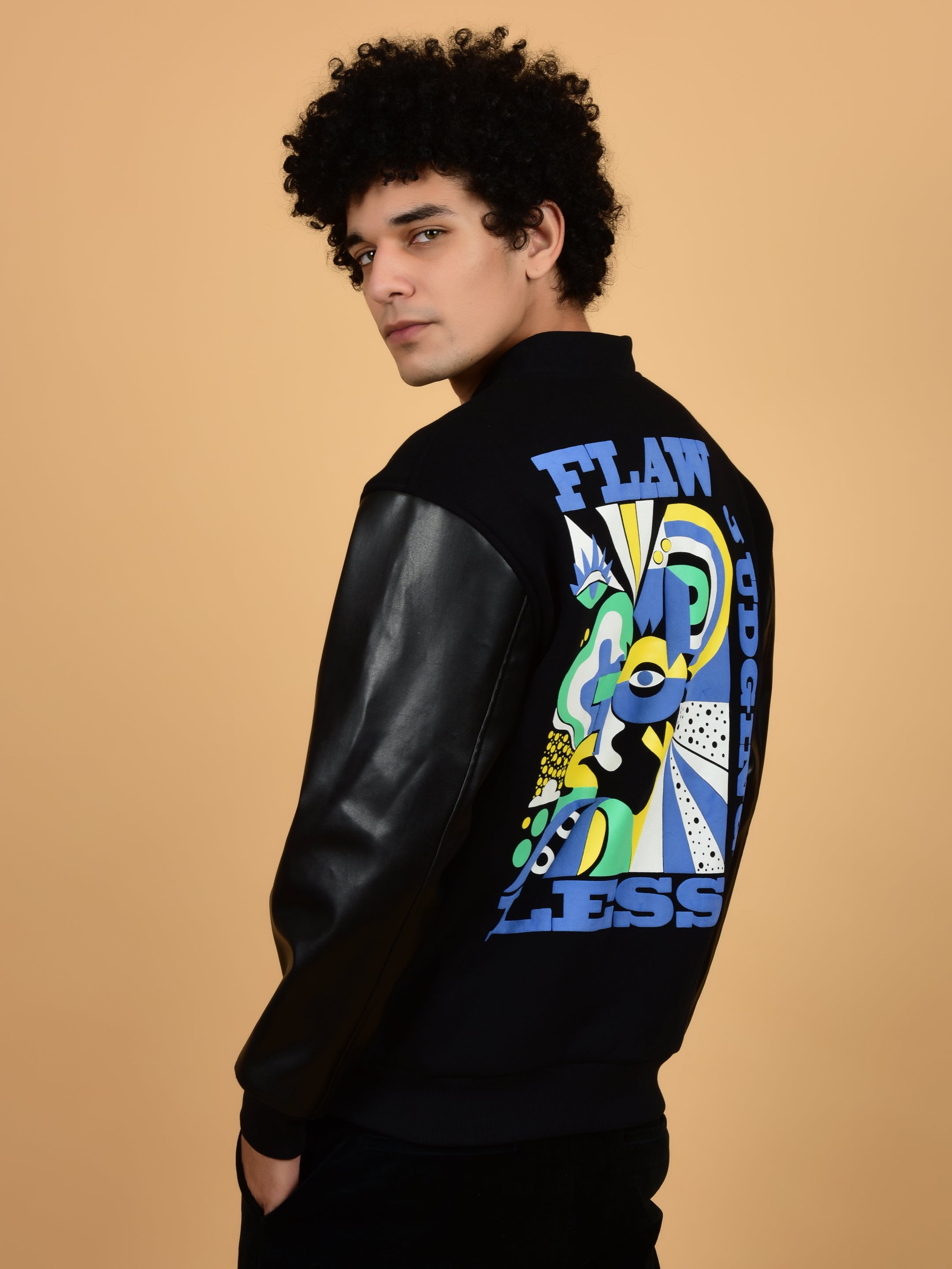 Black printed bomber jacket hotsell