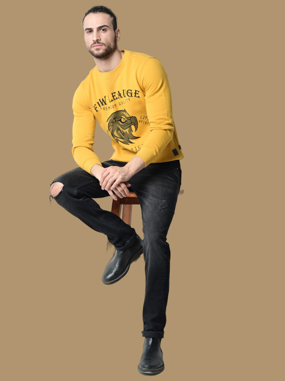 Flawless Men's Supreme Mustard Sweatshirt Being Flawless