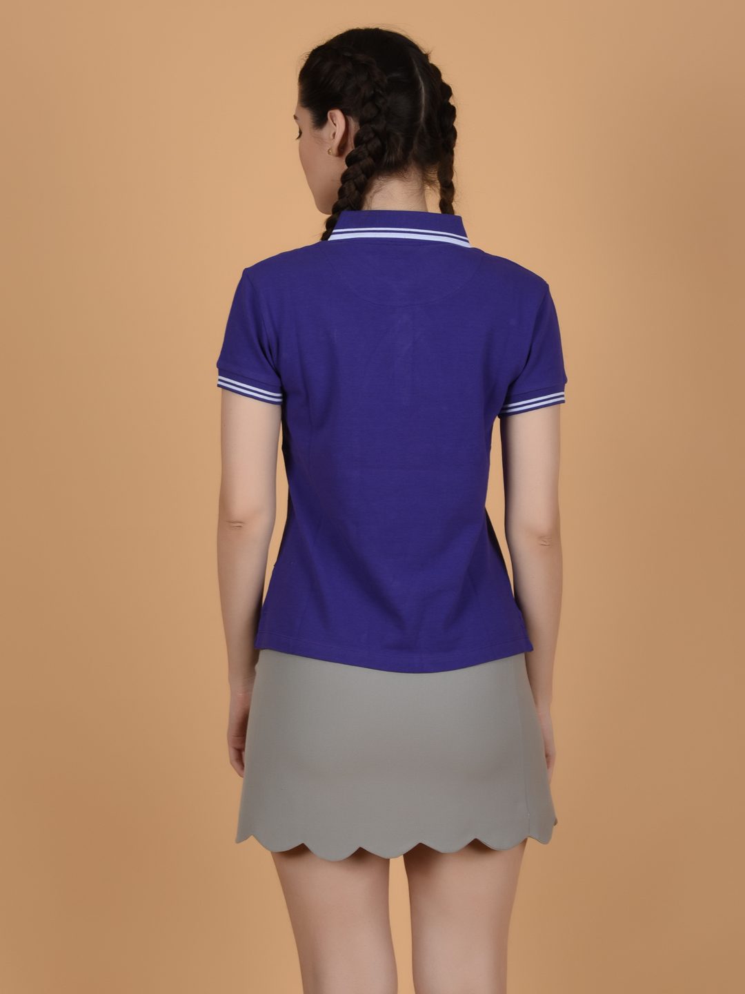 Flawless Women Perky Purple Organic Polo T-Shirt Being Flawless