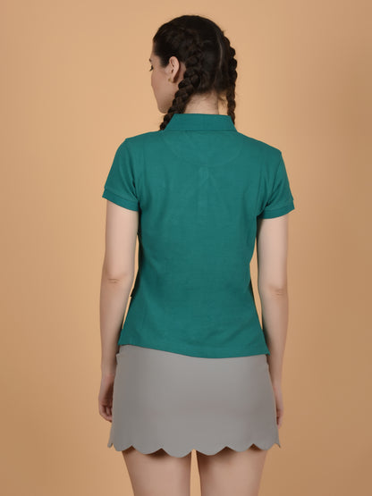 Flawless Women Organic Green Grasp Polo T-Shirt Being Flawless