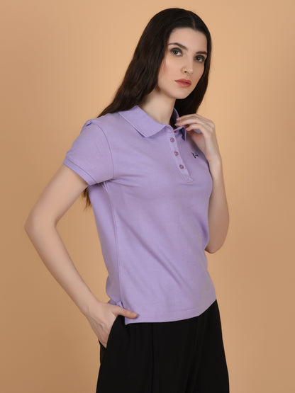 Flawless Women Mauvy Map Organic Polo T-Shirt Being Flawless