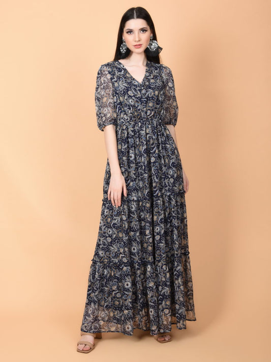 Flawless Navy Blue Maxi Dress | AZELIA